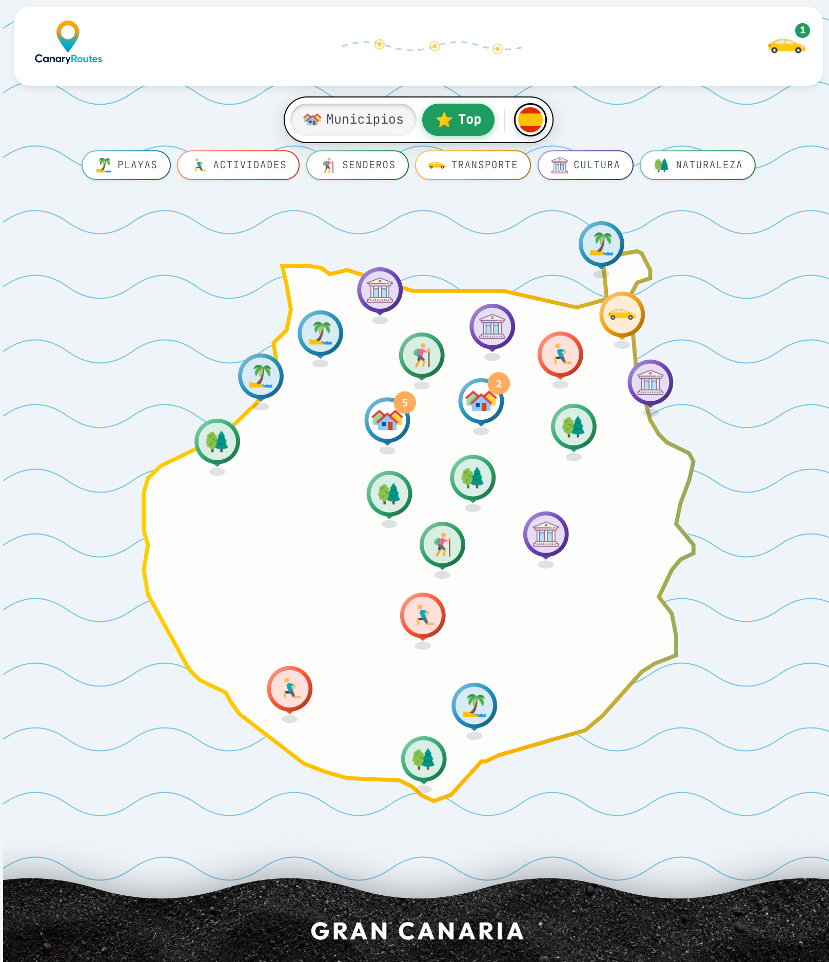 CanaryRoutes map